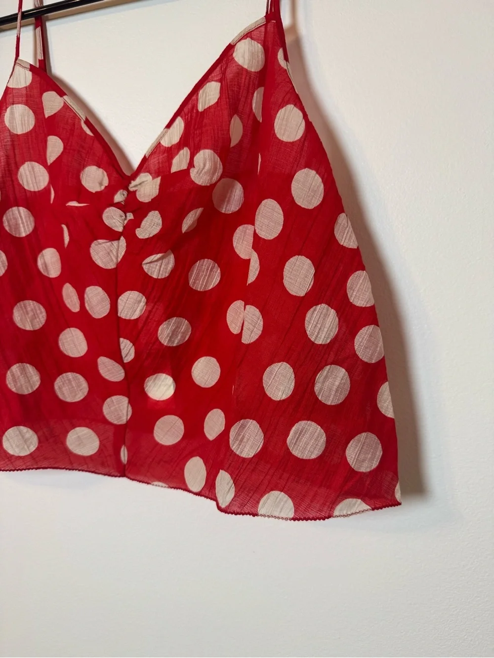 J.Crew Red Polka Dot Cami Tank Top Sheer NWT Size Small